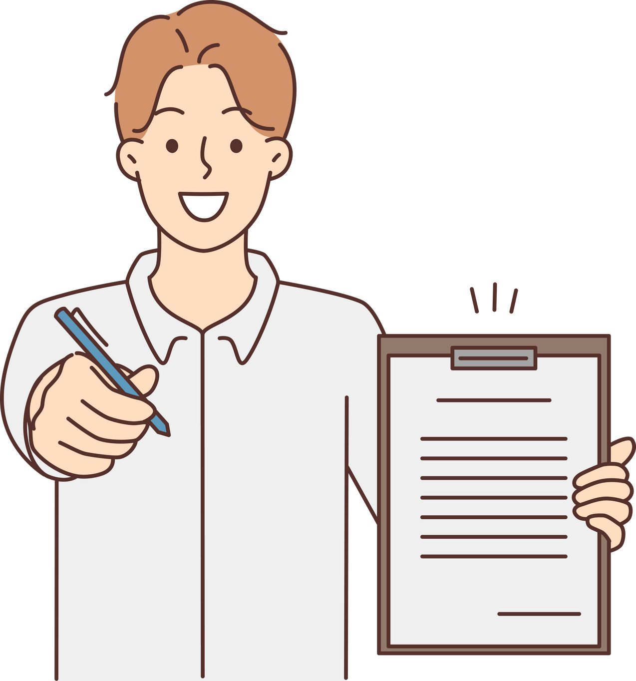 Smiling businessman offer contract and pen for signature